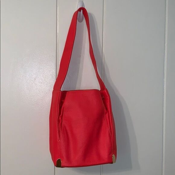 Vince Camuto neon orange drawstring bucket purse - Picture 2 of 8